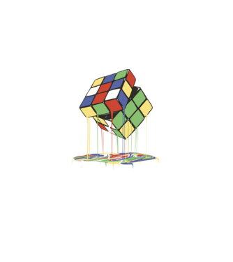 Melting Rubik cube model  pe tricou