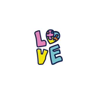 Ziua Mondială a Autismului LOVE model alb pe tricou