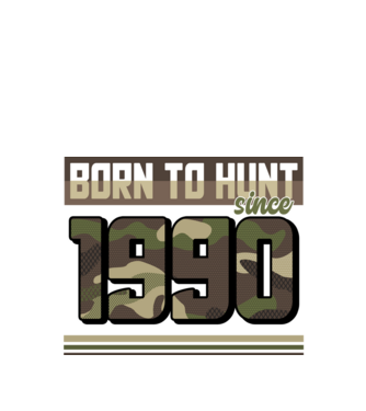 Born to hunt since 1990 model negru pe tricou