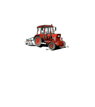TRACTOR model alb pe tricou