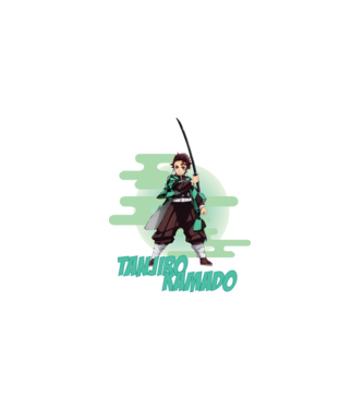 Demon Slayer Tanjiro model alb pe tricou