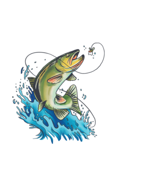 Fish model alb pe tricou