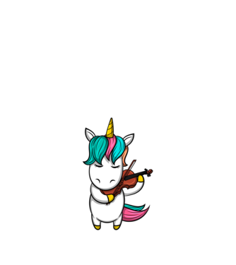 Unicorn Violin model alb pe tricou