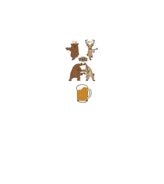 Bear deer beer model alb pe tricou