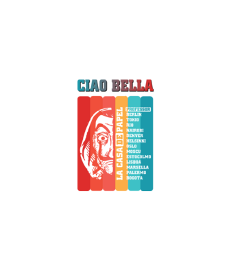 ciao bella retro model negru pe tricou