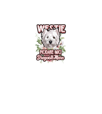 Westie picioare mici dragoste mare model alb pe tricou
