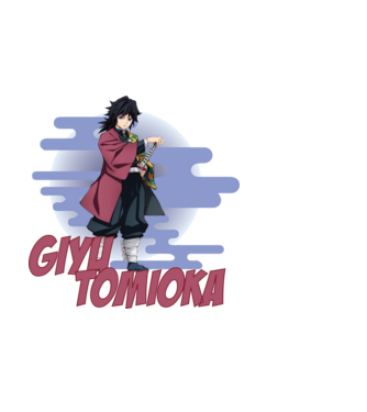 Demon Slayer Giyu model albastru deschis pe tricou