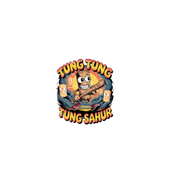 Tung Tung Tung Sahur Retro model negru pe tricou