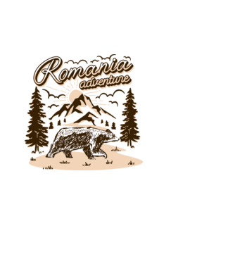 Romania bear adventure model alb pe tricou