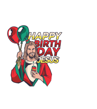 Happy Birtday Jesus! model alb pe tricou