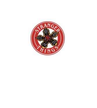 stranger things logo bucks model roz pe tricou