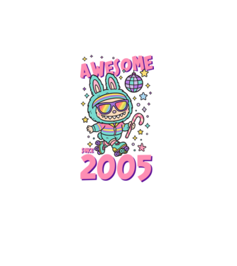 Awesome since 2005 - Labubu model turcoaz pe tricou