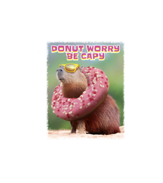Capybara Donut worry be capy model alb pe tricou
