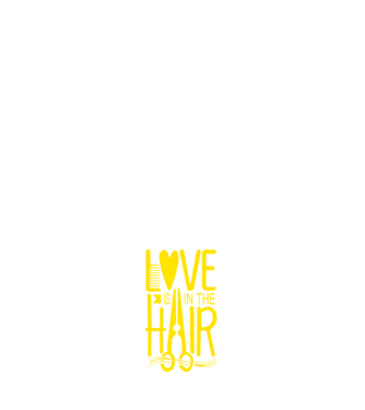 Love is in the hair model alb pe tricou