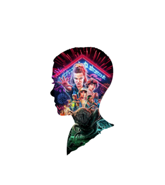 eleven poster head model alb pe tricou
