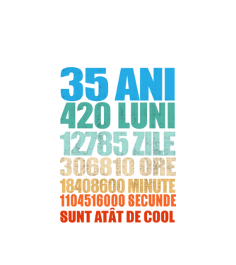 De 35 ani - luni - zile - ore - minute - secunde - sunt atât de cool model alb pe tricou