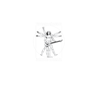 Vitruvius Guitar model negru pe tricou