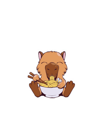 Capibară Ramen model alb pe tricou