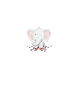 Elefant cu flori model alb pe tricou