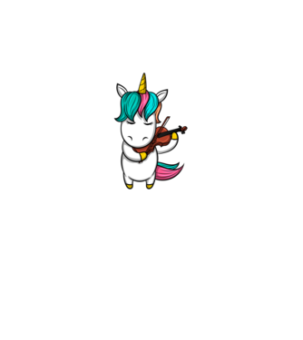 Unicorn Violin model alb pe tricou