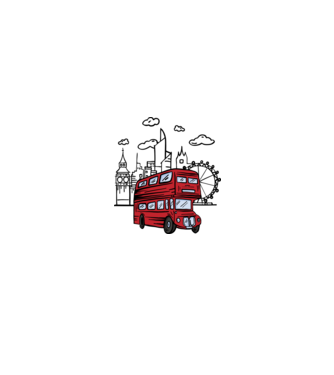 Autobuze model alb/roșu pe tricou