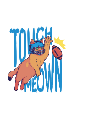Touch Meow model negru pe tricou