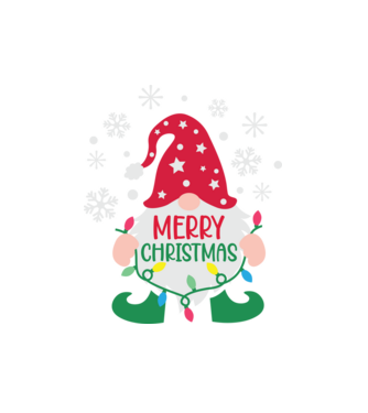 Merry christmas gnome model alb pe tricou