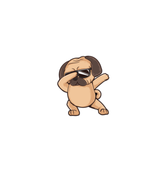 Mops DAB model gri pe tricou