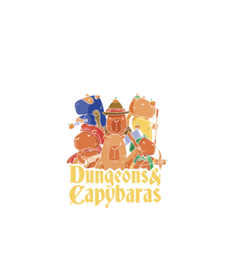 Dungeons and Capybaras model negru pe tricou