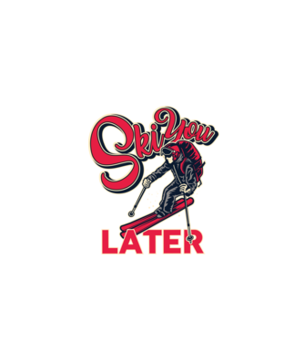 Ski you later model negru pe tricou