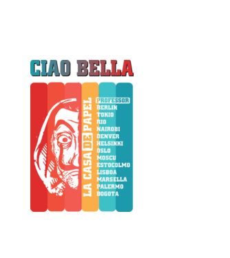 ciao bella retro model alb pe tricou