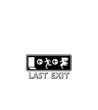 Last Exit model alb pe tricou
