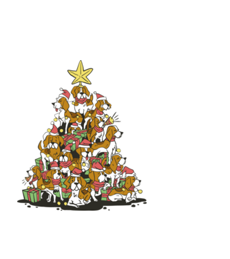 beagle christmas tree model alb pe tricou