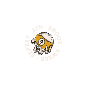 Aim Shoot Swear Repeat Biliard model negru pe tricou