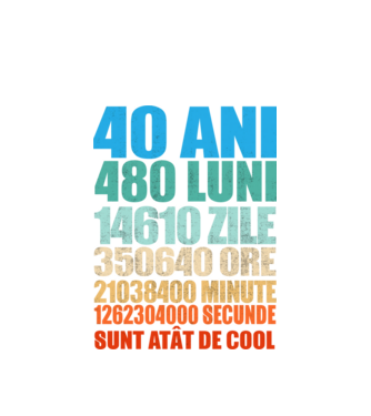 De 40 ani - luni - zile - ore - minute - secunde - sunt atât de cool model alb pe tricou