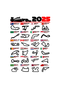 F1 calendar 2025 model albastru deschis pe tricou