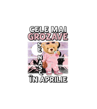 RETRO teddy fetişcană APRILIE model alb pe tricou