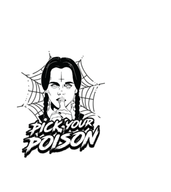 WEDNESDAY Pick your poison model alb pe tricou