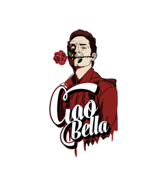 ciao bella berlin rose model alb pe tricou