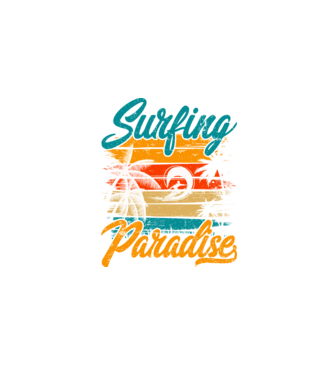 Surfing Paradise model negru pe tricou