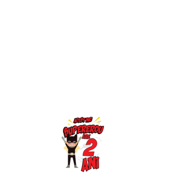 Acest mic supererou are 2 ani model albastru închis pe tricou