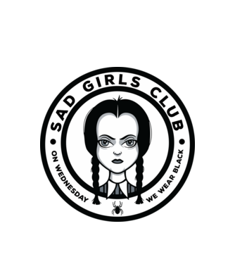 WEDNESDAY Sad Girls Club model alb pe tricou