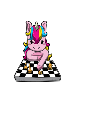 Chessicorn model negru pe tricou