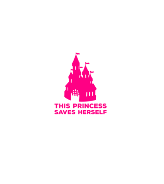 This princess saves herself model negru pe tricou