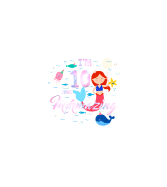 Mermazing Birthday 10 model negru pe tricou