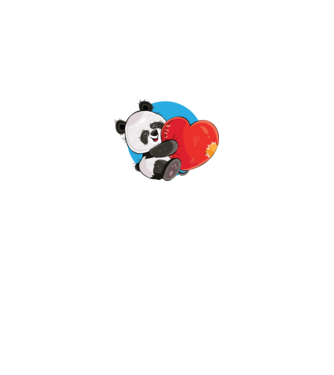 Dragoste panda model alb pe tricou