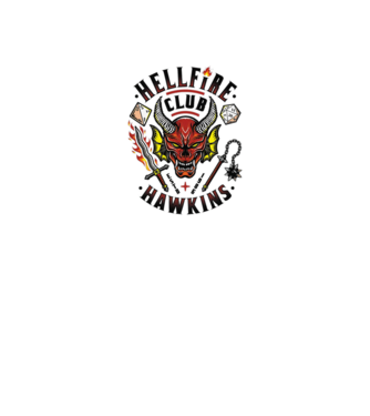hellfire club hawkins model alb pe tricou