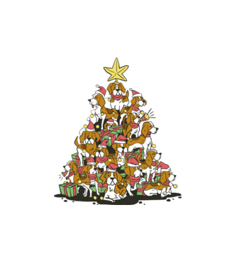 beagle christmas tree model alb pe tricou