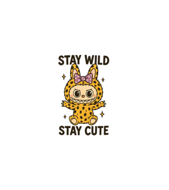 Stay wild - Labubu model alb pe tricou