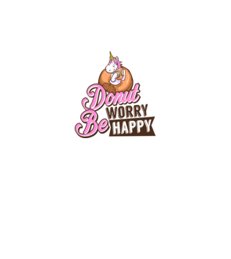 Donut worry be happy model alb pe tricou
